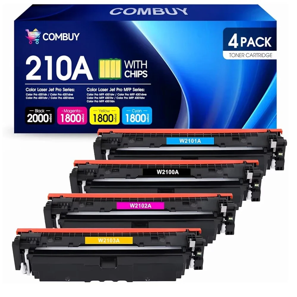 COMBUY 210A Toner Cartridges 4 Pack 210X Replacement for HP 210A W2100A 210X